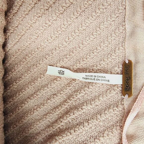 Free People I Can't Wait Crop Ribbed Sweater Cuffed Wide Sleeve XS Pink - Picture 4 of 6